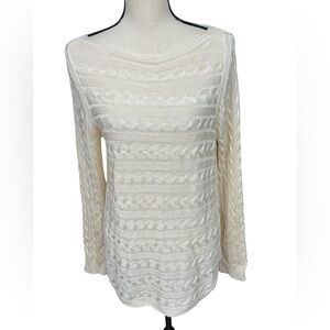 Lauren Ralph Lauren Cream Cable Knit Sweater NWT Size Large